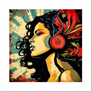 Excessivism Beautiful Latina Listening to Music Latina Woman Posters and Art